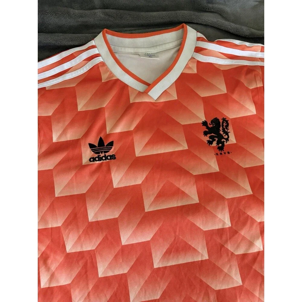 Vintage Adidas Netherlands Holland KNVB 1988 Retro Soccer Jersey Orange XL Shirt
